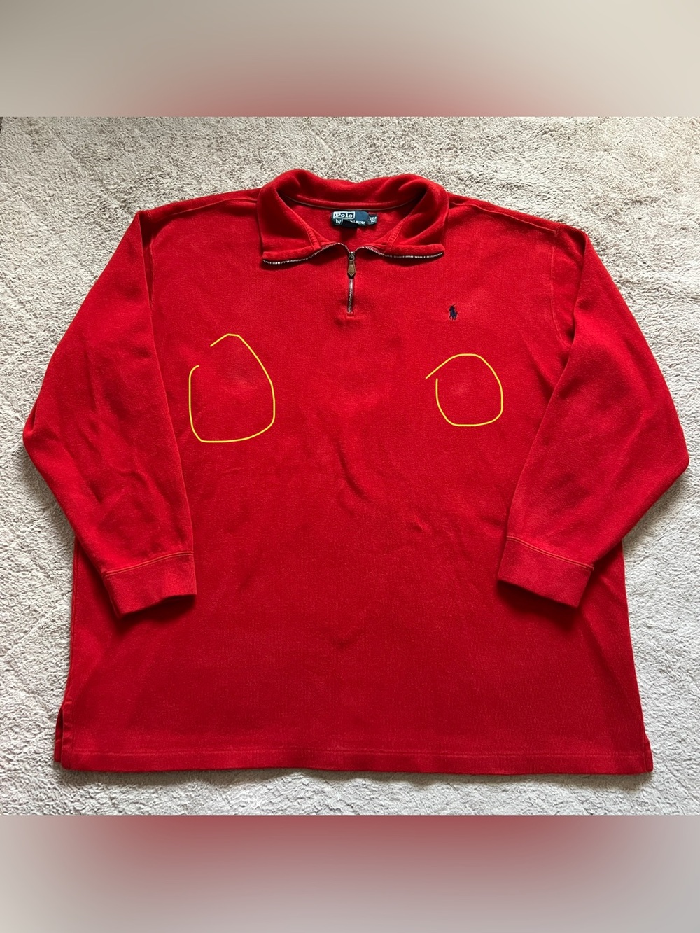 VTG Polo Ralph Lauren Quarterzip Sweater Preppy Minimal Old Money Cotton Sz 3XLT